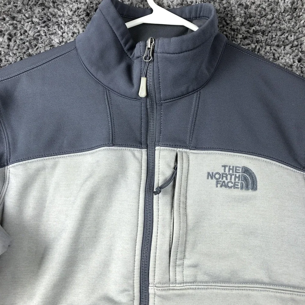 The North Face Jacket Mens‎ Small Gray Fleece Softshell Full Zip Pockets Hiking